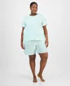 Charter Club Plus Size Cotton Floral Bermuda Pajamas Set, Created For Macy's In Blue
