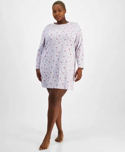 Charter Club Plus Size Cotton Henley Sleepshirt, Exclusively At Macy's In Ribbon Rose