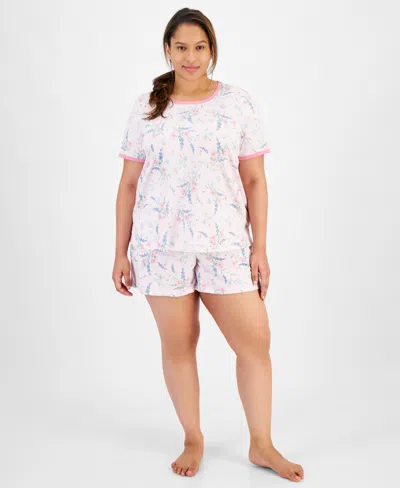 Charter Club Plus Size Floral Short-sleeve Pajamas Set, Created For Macy's In Delicate Garden
