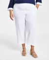 CHARTER CLUB PLUS SIZE 100% LINEN CROPPED PANTS, CREATED FOR MACY'S