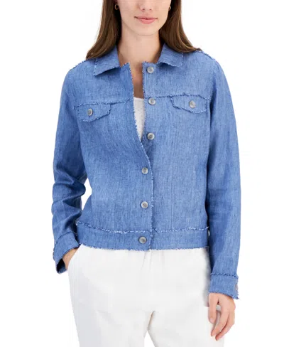 CHARTER CLUB PLUS SIZE 100% LINEN JACKET, CREATED FOR MACY'S