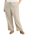 Charter Club Plus Size 100% Linen Pants, Exclusively At Macy's In Flax