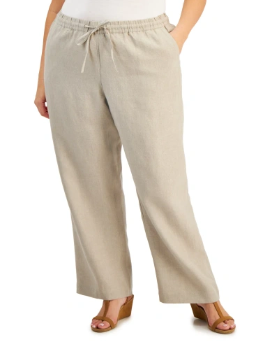 Charter Club Plus Size 100% Linen Pants, Created For Macy's In Multi