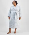 Charter Club Plus Size Long Embossed Plush Robe, Created For Macy's In Wallpaper Grey