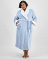 Charter Club Plus Size Long Plush Fleece-trim Robe, Created For Macy's In Dolphin Blue