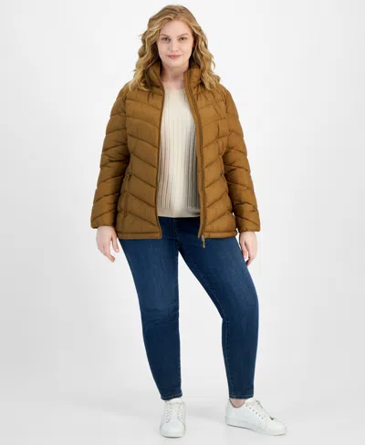 Charter Club Plus Size Packable Hooded Puffer Coat, Created For Macy's