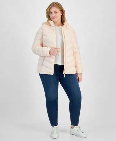 Charter Club Plus Size Packable Hooded Puffer Coat, Created For Macy's In Soft Pink