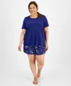 CHARTER CLUB PLUS SIZE PRINTED SHORT-SLEEVE PAJAMAS SET, CREATED FOR MACY'S