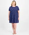 Charter Club Women's Printed Short-sleeve Sleepshirt, Exclusively At Macy's In Blue