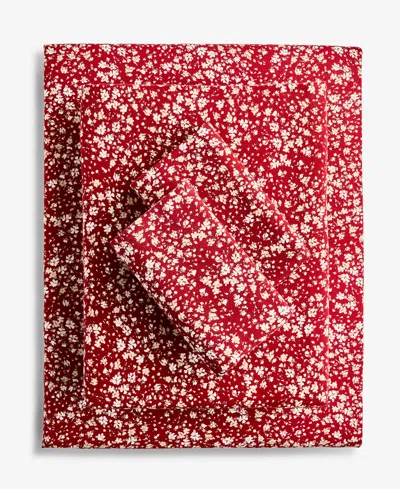 Charter Club Printed Flannel Cotton 4-pc. Sheet Set, Full, Exclusively At Macy's In Red