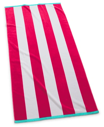 Charter Club Resort Cabana Stripe Beach Towel, Created For Macy's In Cherry Soda
