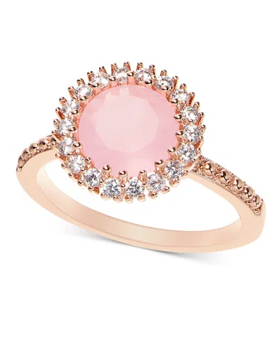 Charter Club Rose Gold-tone Pave & Color Crystal Halo Ring, Created For Macy's