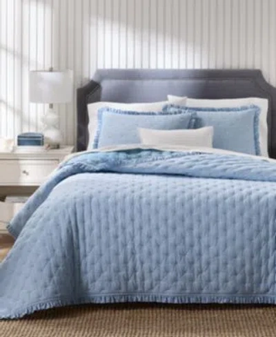 Charter Club Ruffle Pinstripe Quilt Set Exclusively At Macys In Blue