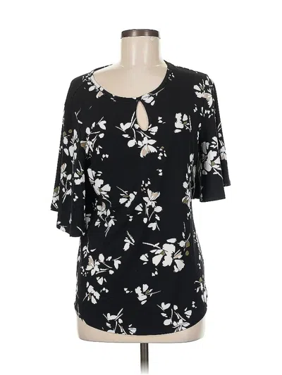 Pre-owned Charter Club Short Sleeve Blouse In Black