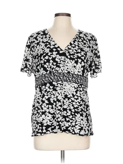 Pre-owned Charter Club Short Sleeve Blouse In Black