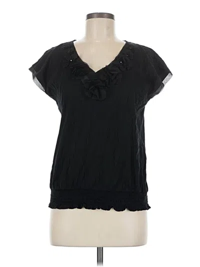 Pre-owned Charter Club Short Sleeve Blouse In Black