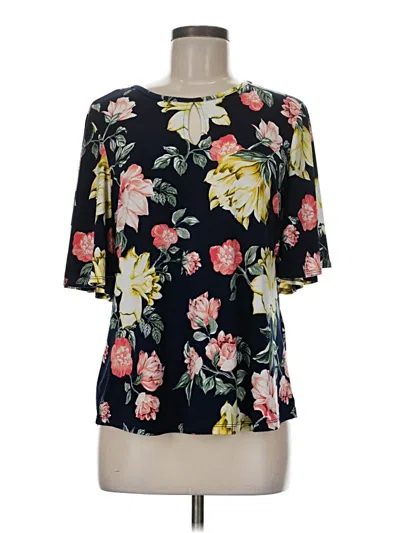 Pre-owned Charter Club Short Sleeve Blouse In Black