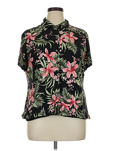 Pre-owned Charter Club Short Sleeve Blouse In Black