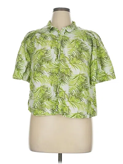 Pre-owned Charter Club Short Sleeve Blouse In Green