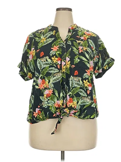 Pre-owned Charter Club Short Sleeve Blouse In Green