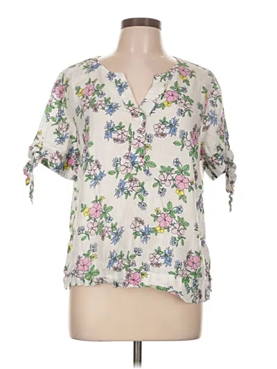 Pre-owned Charter Club Short Sleeve Blouse In Ivory