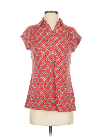 Pre-owned Charter Club Short Sleeve Blouse In Red