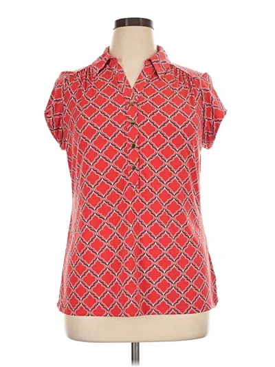 Pre-owned Charter Club Short Sleeve Blouse In Red