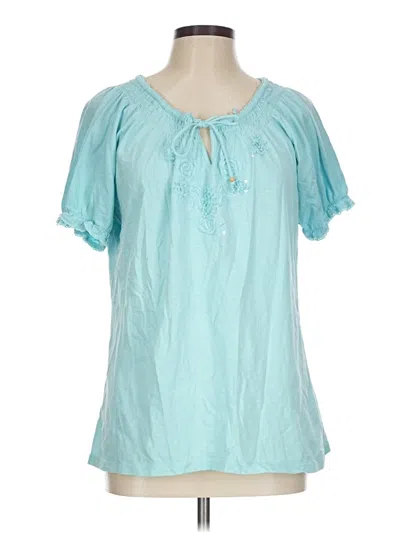 Pre-owned Charter Club Short Sleeve Blouse In Teal