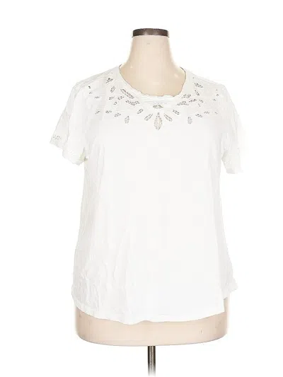 Pre-owned Charter Club Short Sleeve Blouse In White