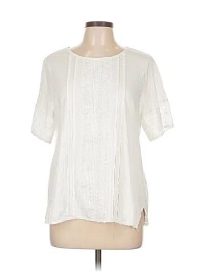 Pre-owned Charter Club Short Sleeve Blouse In White