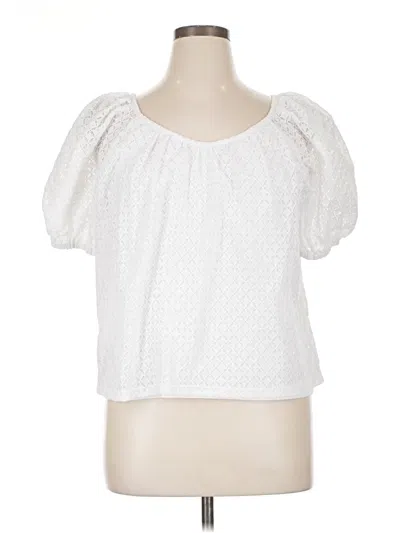 Pre-owned Charter Club Short Sleeve Blouse In White