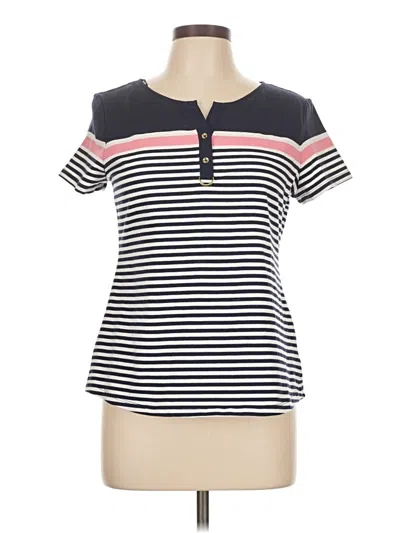 Pre-owned Charter Club Short Sleeve Henley Shirt In Blue