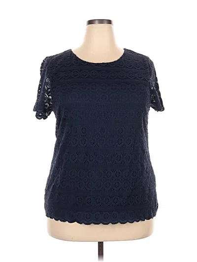 Charter Club Short Sleeve Top Blue Boatneck Tops