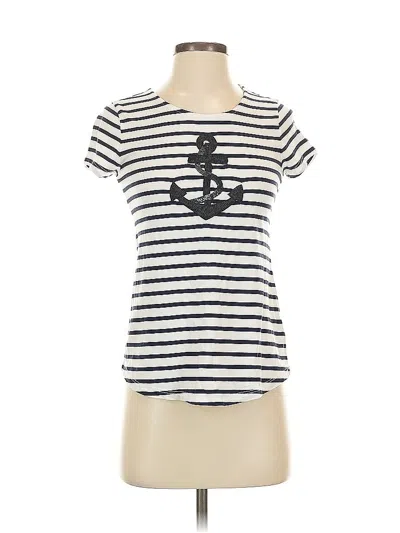 Pre-owned Charter Club Short Sleeve Top Ivory Scoop Neck Tops In White