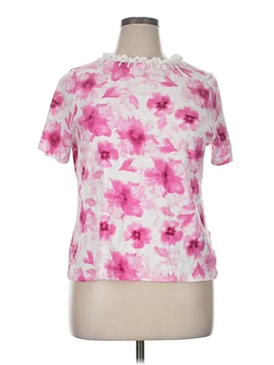 Pre-owned Charter Club Short Sleeve Top Pink Mock Neckline Tops