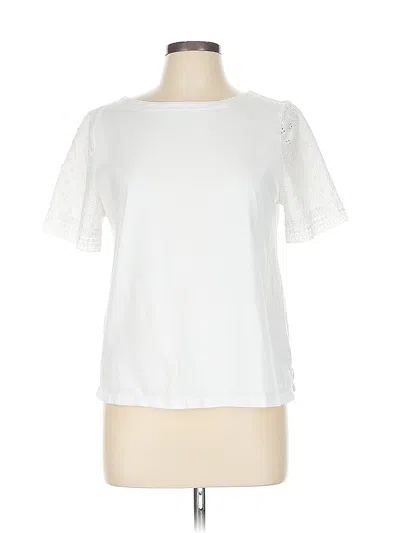 Pre-owned Charter Club Short Sleeve Top White Crew Neck Tops