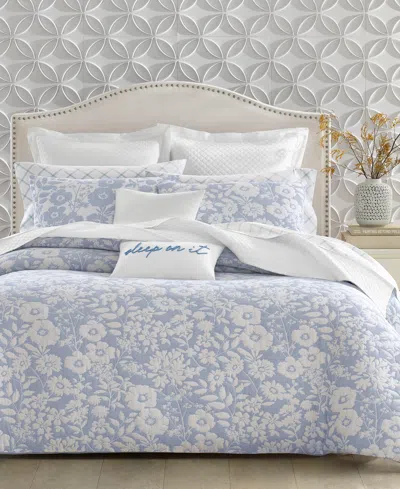 Charter Club Silhouette Floral 2-pc. Duvet Cover Set, Twin, Exclusively At Macy's In Blue