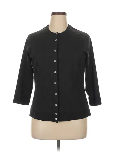 Pre-owned Charter Club Silk Cardigan Sweater In Black