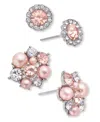 Charter Club Silver-tone 2-pc. Set Pink Imitation Pearl Stud Earrings, Exclusively At Macy's In Pink
