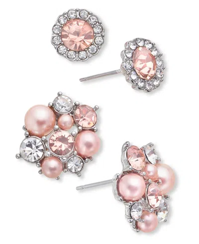 Charter Club Silver-tone 2-pc. Set Pink Imitation Pearl Stud Earrings, Exclusively At Macy's