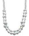 CHARTER CLUB SILVER-TONE BEADED LAYERED NECKLACE, 18" + 2" EXTENDER, CREATED FOR MACY'S