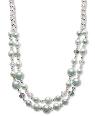 Charter Club Silver-tone Beaded Layered Necklace, 18" + 2" Extender, Created For Macy's In Green