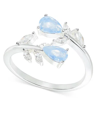 Charter Club Silver-tone Blue Crystal & Cubic Zirconia Bypass Ring, Created For Macy's
