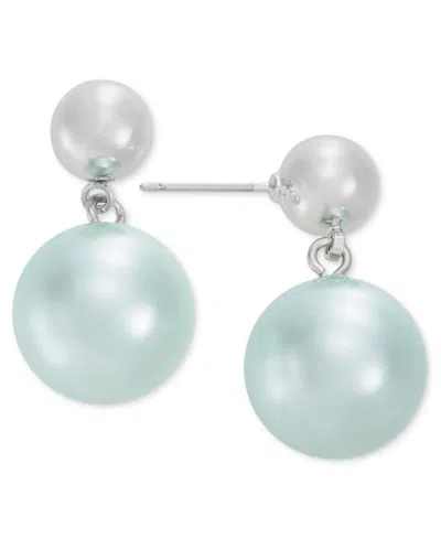 Charter Club Silver-tone Color Imitation Pearl Drop Earrings, Created For Macy's In Multi