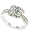 CHARTER CLUB SILVER-TONE PAVE & CUBIC ZIRCONIA FLOWER HALO RING, CREATED FOR MACY'S