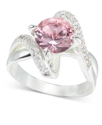 Charter Club Silver-tone Pave & Pink Crystal Bypass Ring, Created For Macy's