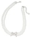 Charter Club Silver-tone Pave Bow & Imitation Pearl Layered Necklace, 16" + 2" Extender, Created For Macy's In White