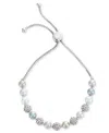 CHARTER CLUB SILVER-TONE PAVE FIREBALL & COLOR IMITATION PEARL SLIDER BRACELET, CREATED FOR MACY'S