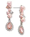 Charter Club Silver-tone Pink Imitation Pearl & Crystal Linear Earrings, Exclusively At Macy's In Pink