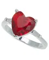 Charter Club Silver-tone Red Stone Heart Solitaire Ring, Exclusively At Macy's In Silver